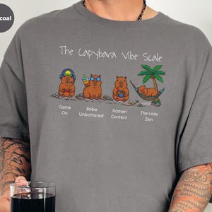 Capybara Gaming Shirt, Vibe Scale Gamer Boba Ramen Relaxing Tee, Level Up Tee | Funny Boba Tea, Japanese Ramen Lover, Youth Birthday Gift image 4