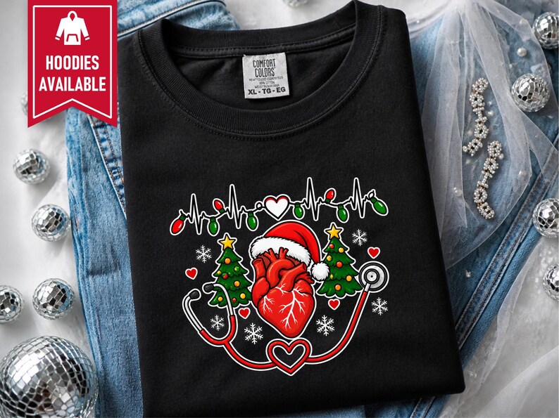 Christmas Nurse Shirt, Cardiac Nurse Christmas Gift, Cardiology Nurse Tee, Heart Anatomy Shirt, Telemetry Tech Shirt, Festive Nurse Top imagen 8