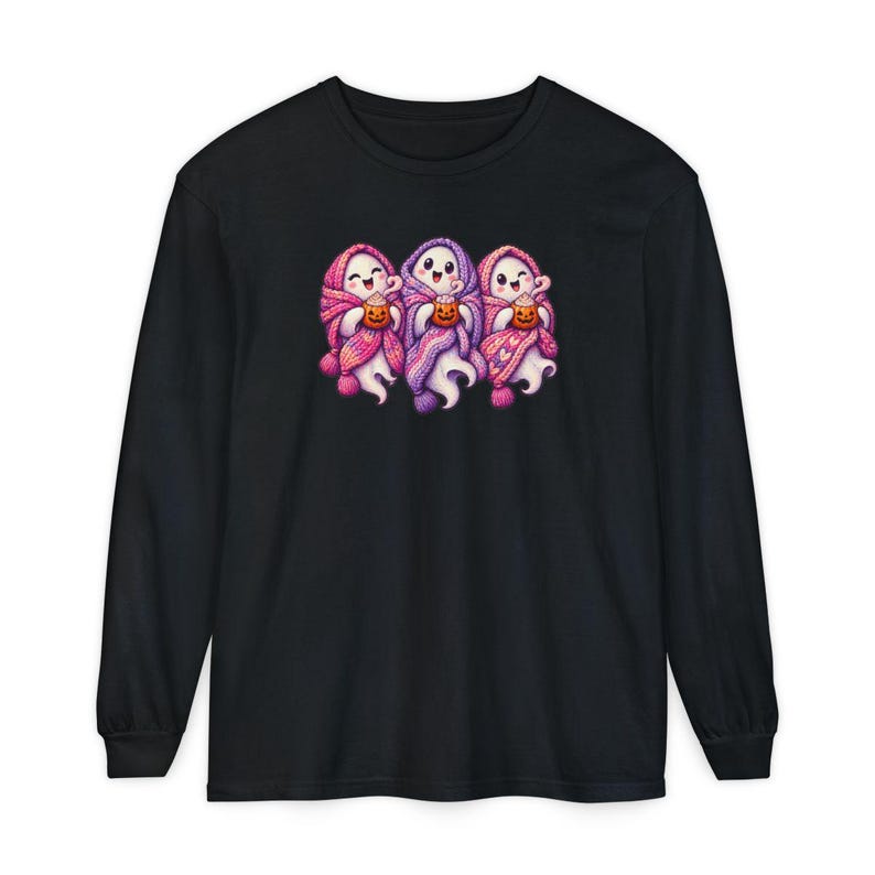 Spooky Season Shirt, Pink Ghost Sweatshirt, Cute Ghost Tee, Cozy Fall Halloween Gift image 13