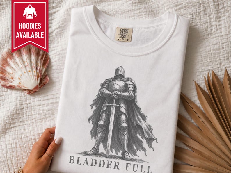 Tummy Hurts Shirt, Retro Knight Tee, Dark Souls Aesthetic, Funny Knight Shirt, Bladder Full, Dark Fantasy Gift image 7