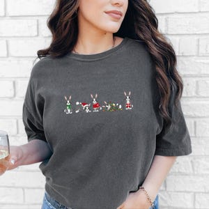 Christmas Bunny Shirt, Christmas Bunny Gift, Holiday Rabbit Tee, Winter Animal Shirt, Christmas Pet Shirt, Comfort Colors Tee image 6
