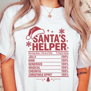 T-Shirt mit Nährwertangaben für Weihnachtsmannhelfer, lustiges Familien-Weihnachts-T-Shirt, passendes Gruppen-Shirt für die Weihnachtsfeier, Wichtelgeschenk Bild 10