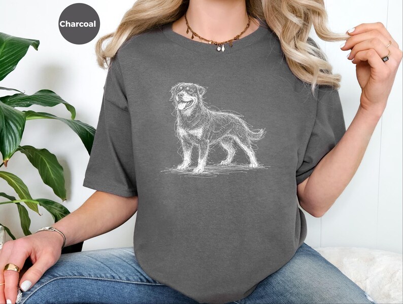 Koszulka z nadrukiem rottweilera, koszulka z grafiką dla miłośników rottweilerów | Prezent dla opiekuna psa, odzież dla właścicieli zwierząt zdjęcie 4