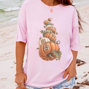 Camiseta de calabaza de otoño, camiseta bohemia de calabaza, regalo de temporada de cosecha, camiseta otoñal estilo cottagecore, top de Acción de Gracias, sudadera de calabaza patchwork imagen 9