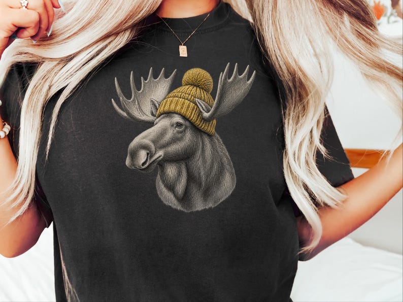 Moose Shirt, Moose Lover Gift, Vintage Animal Shirt, Wildlife Crewneck, Cabin Life Tee image 2
