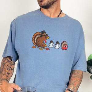 感謝祭の七面鳥シャツ、面白いゲーマーギフト、レトロビデオゲームTシャツ、感謝祭シャツ、七面鳥の日ギフト、レトロゲームファン 画像 3