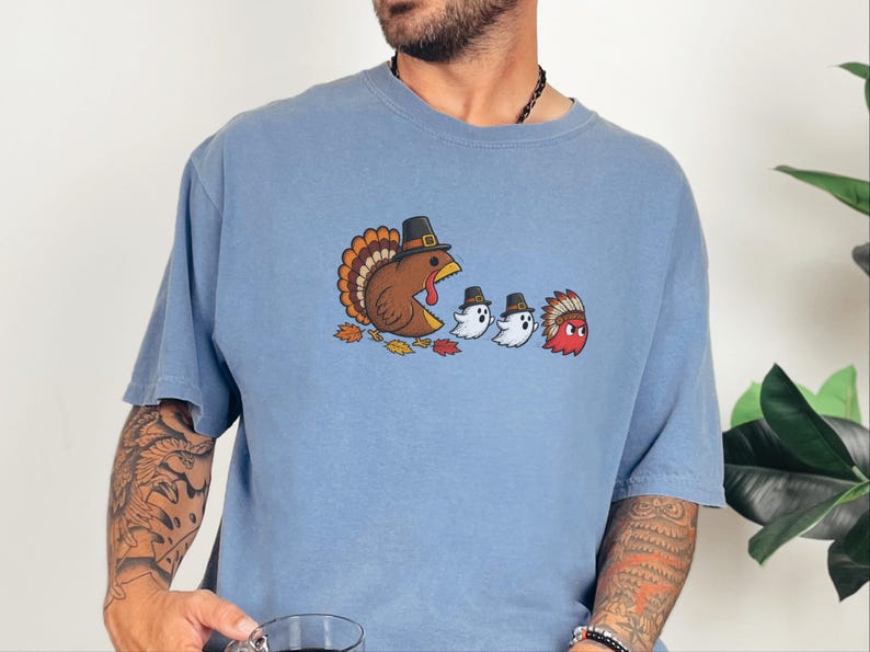 感謝祭の七面鳥シャツ、面白いゲーマーギフト、レトロビデオゲームTシャツ、感謝祭シャツ、七面鳥の日ギフト、レトロゲームファン 画像 3