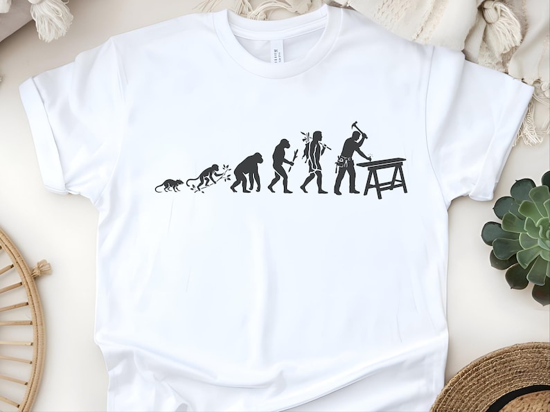 Builder Humor Evolution Of A Carpenter Tee, Funny Woodworker Shirt, Handyman Tradesman, Craftsman Blue Collar Apparel, Wood Working Gifts image 1