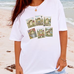Vintage Frog Shirt, Frog Lover Gift, Postage Stamp Tee, Cottagecore Frog Tee, Animal Lover Gift image 8