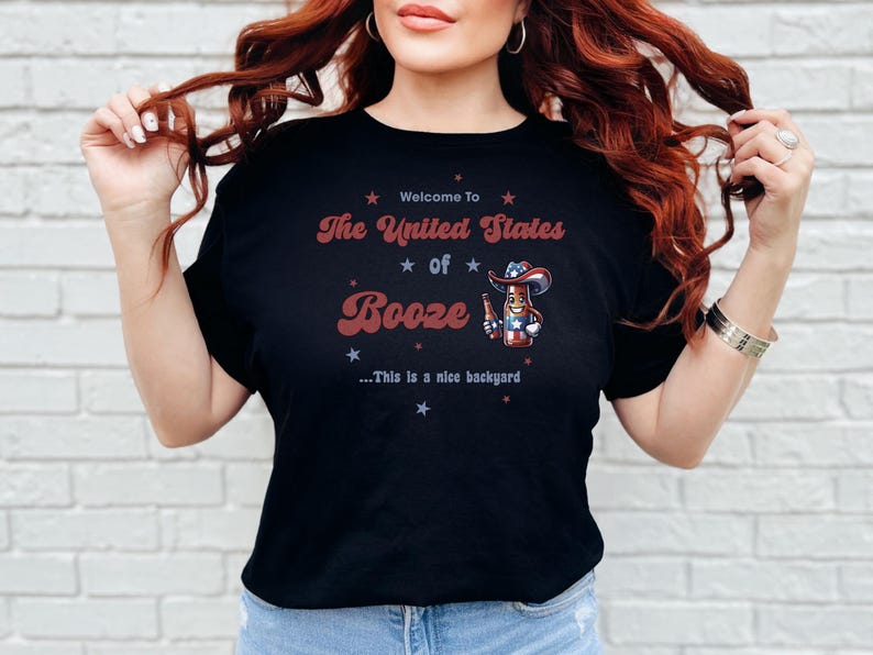 Camiseta para beber durante el día, Estados Unidos del alcohol, Camiseta patriótica sobre alcohol, Fiesta del 4 de julio, Camiseta divertida con la bandera estadounidense para el Día de la Independencia imagen 5