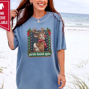 Christmas Family Shirt, Funny Christmas Sweatshirt, Reindeer Mugshot Holiday Tee, Naughty List Vacation Top image 7