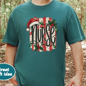 Christmas Nurse Shirt, Christmas Healthcare Shirt, Festive Nurse Tee, Nurse Christmas Gift, Santa Nurse Shirt image 8