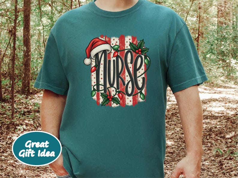 Christmas Nurse Shirt, Christmas Healthcare Shirt, Festive Nurse Tee, Nurse Christmas Gift, Santa Nurse Shirt image 8