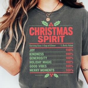 Christmas Spirit Shirt, Nutrition Facts Holiday Tee, Family Matching Christmas Party Shirt, Christmas Spirit Label Sweatshirt imagen 10