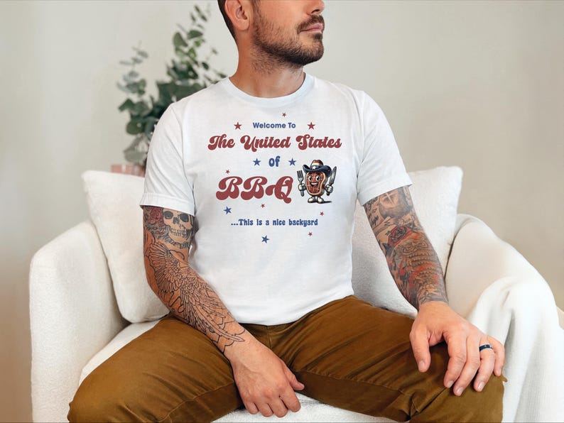 United States of BBQ Funny Shirt, Grill Master Dad Gift, Patriotic American Grilling Tee, 4th of July Barbecue Summer Cookout Gifts for Men image 4