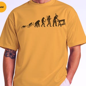 Builder Humor Evolution Of A Carpenter Tee, Funny Woodworker Shirt, Handyman Tradesman, Craftsman Blue Collar Apparel, Wood Working Gifts image 6