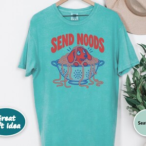 Funny Dachshund Shirt, Italian Foodie Gift, Send Noods Spaghetti Tee, Wiener Dog Lover Shirt, Pasta Art Print, Doxie Mom Shirt image 9