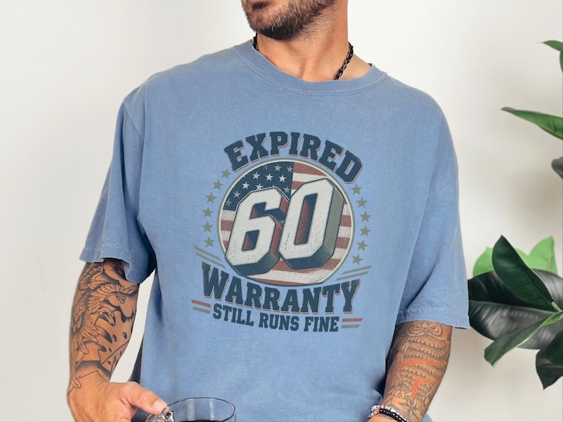 Birthday Shirt Men, 60th Birthday Gift, Mens 60th Birthday Shirt, Expired Warranty 60 Years Old Shirt, Dad 60th Gift image 1