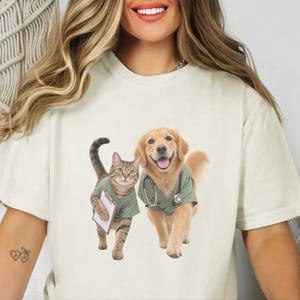 Veterinarian Shirt, Vet Tech Gift, Veterinary Clinic Tee, Golden Retriever Shirt, Tabby Cat Lover Gift, Veterinary Medicine Sweatshirt image 3
