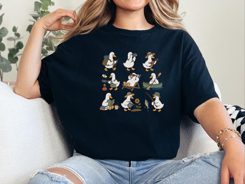 Regalo para amantes de los patos, camiseta para amantes del camping, regalo de senderismo para él, camiseta para amantes de la naturaleza, camiseta de pato adorable imagen 5