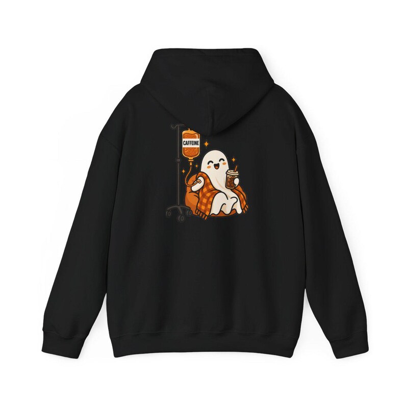 Ghost Coffee Shirt, Spooky Season Tee, Night Shift Nurse Gift, Halloween Coffee Lover, Caffeine IV Sweatshirt afbeelding 11