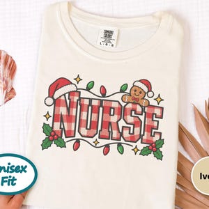 Nurse Christmas Tee, Gingerbread Christmas Shirt, Christmas Nurse Gift, Festive Nurse Sweatshirt, Holiday Medical Top image 8