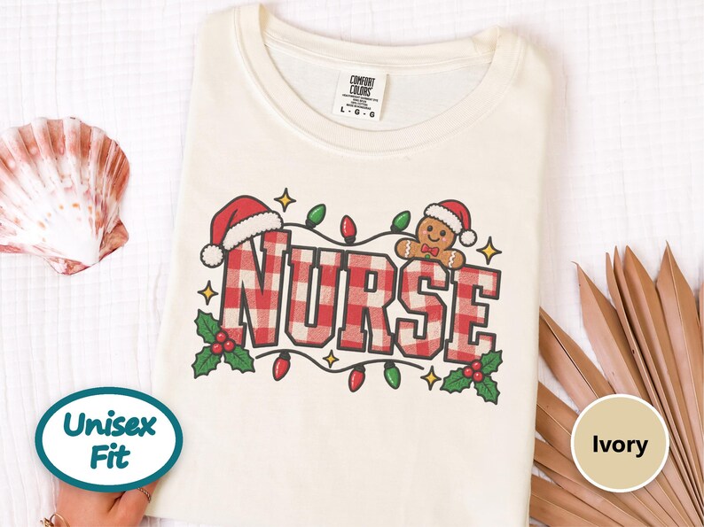 Nurse Christmas Tee, Gingerbread Christmas Shirt, Christmas Nurse Gift, Festive Nurse Sweatshirt, Holiday Medical Top image 8