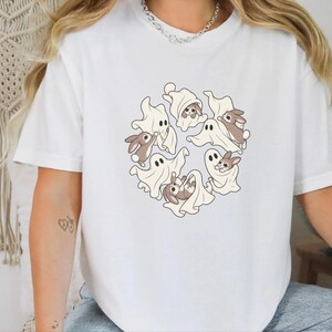 Ghost Rabbit Shirt, Spooky Season Tee, Cute Halloween Bunny Gift, Rabbit Mom Shirt, Ghost Lover Gift image 6