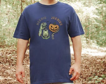 Comfort Colors Halloween T-Shirt Heebie Jeebies, Spooky Graphic Tee, Zombie Hand Pumpkin Shirt, Horror Movie Fan Gift, Gothic Art