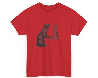 Sysadmin Humor Shirt | The Technicolor Scream Vintage Engraving Cat Vs Computer | Funny Programmer, IT Department Tee, Dark Humor Cat