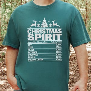 Camiseta com espírito natalino, camiseta com informações nutricionais para as festas de fim de ano, camiseta combinando para a família, camiseta divertida para festas de fim de ano, camiseta com espírito natalino imagem 9