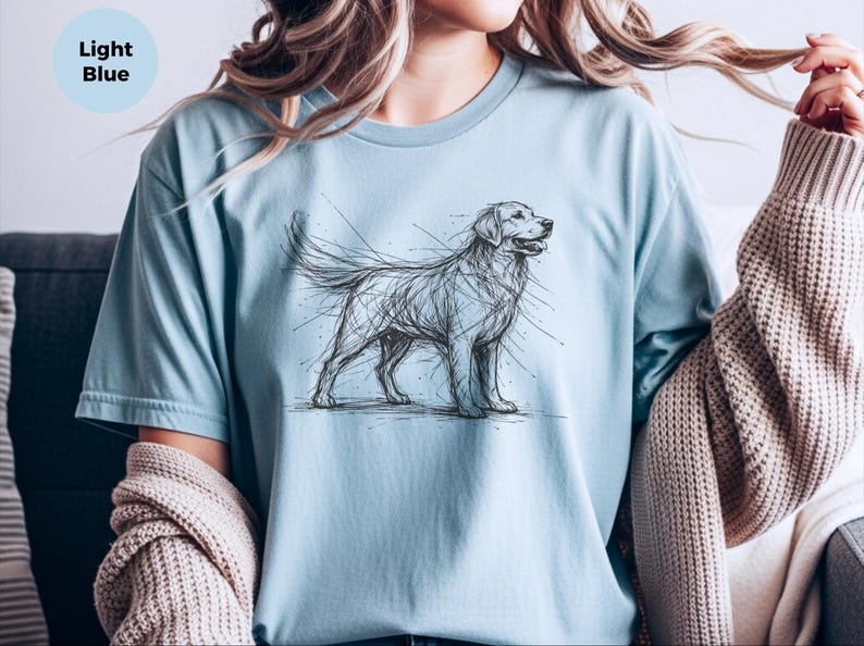 Golden Retriever Shirt | Sketch Canine Tee | Dog Lover Apparel | Puppy Art Print image 2