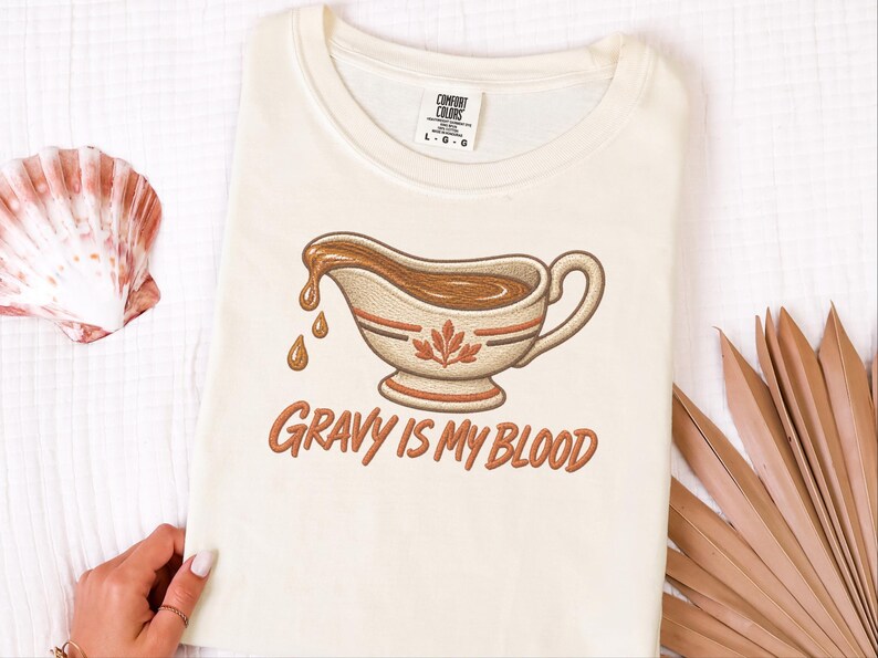 „Soße ist mein Blut“-Shirt, Geschenk für Feinschmecker zum Thanksgiving-Fest, lustiges Koch-T-Shirt, Sweatshirt für das Festessen, Geschenk für Foodies Bild 8