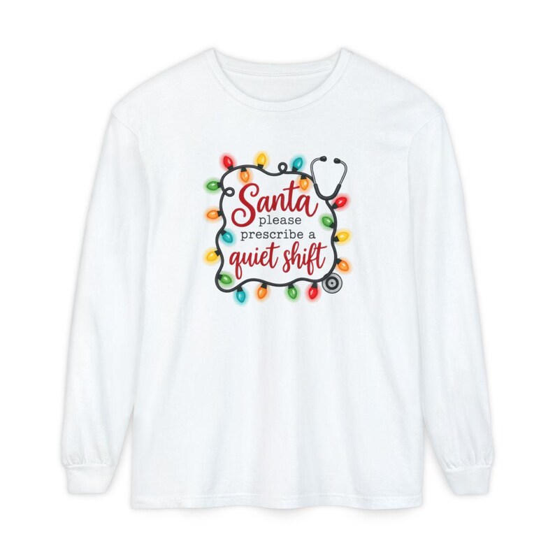 Er Nurse Christmas Shirt, Nurse Holiday Shirt, Christmas Medical Shirt, Santa Please Prescribe A Quiet Shift, Christmas Nurse Tee Bild 14