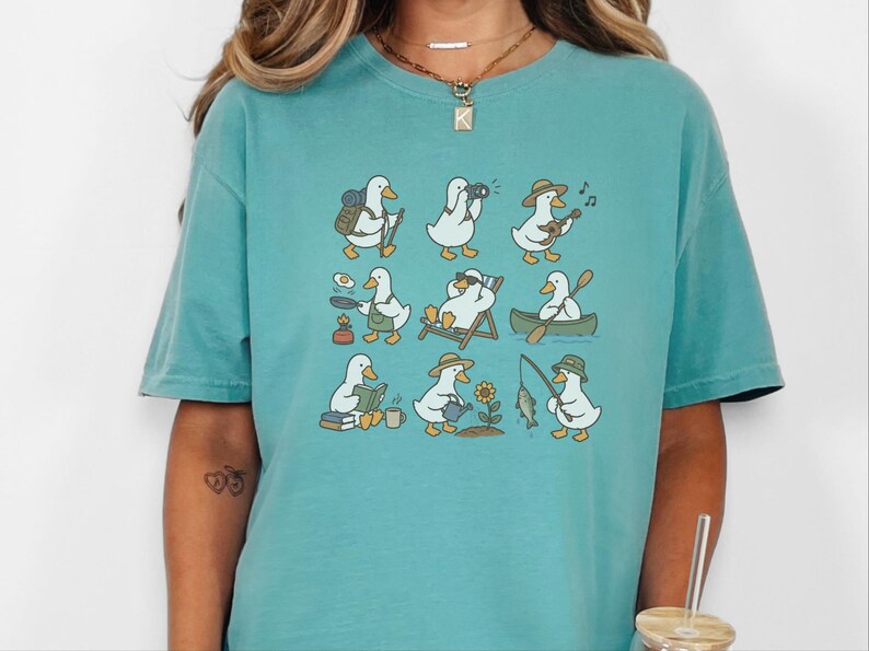 Regalo para amantes de los patos, camiseta para amantes del camping, regalo de senderismo para él, camiseta para amantes de la naturaleza, camiseta de pato adorable imagen 8