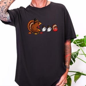 感謝祭の七面鳥シャツ、面白いゲーマーギフト、レトロビデオゲームTシャツ、感謝祭シャツ、七面鳥の日ギフト、レトロゲームファン 画像 4