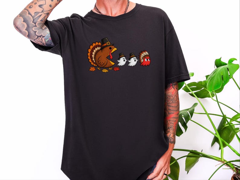 感謝祭の七面鳥シャツ、面白いゲーマーギフト、レトロビデオゲームTシャツ、感謝祭シャツ、七面鳥の日ギフト、レトロゲームファン 画像 4