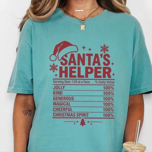 T-Shirt mit Nährwertangaben für Weihnachtsmannhelfer, lustiges Familien-Weihnachts-T-Shirt, passendes Gruppen-Shirt für die Weihnachtsfeier, Wichtelgeschenk Bild 1