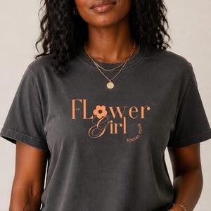 Comfort Colors Flower Girl Shirt, Flower Girl Social Club Tee, Kids Wedding Rehearsal Top, Petal Patrol Toddler Outfit, Flower Girl Tshirt image 15