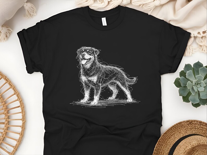 Koszulka z nadrukiem rottweilera, koszulka z grafiką dla miłośników rottweilerów | Prezent dla opiekuna psa, odzież dla właścicieli zwierząt zdjęcie 7