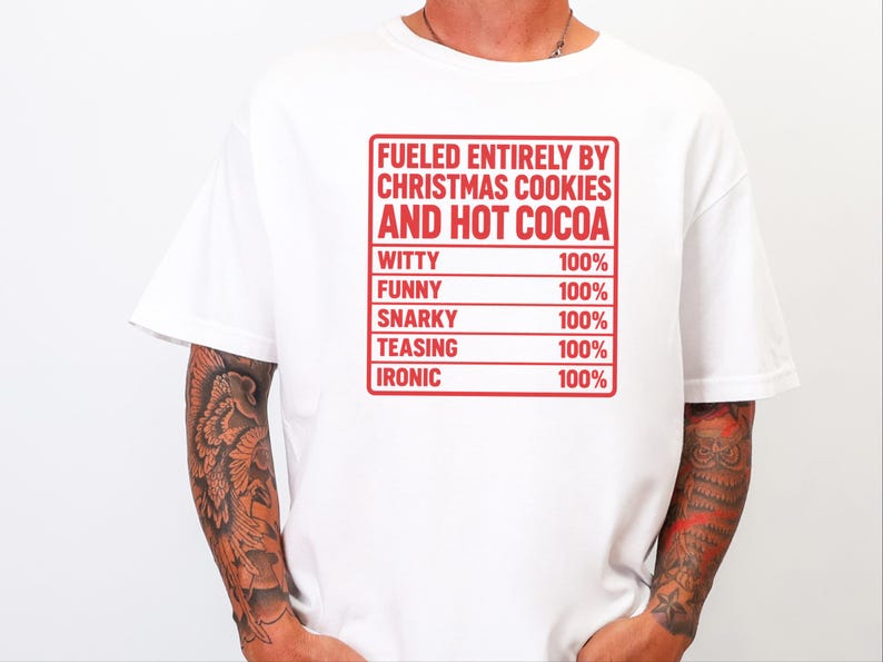Funny Christmas Shirt, Nutrition Facts Tee, Christmas Cookie Lover Gift, Hot Cocoa Sweatshirt, Sarcastic Holiday Apparel image 4