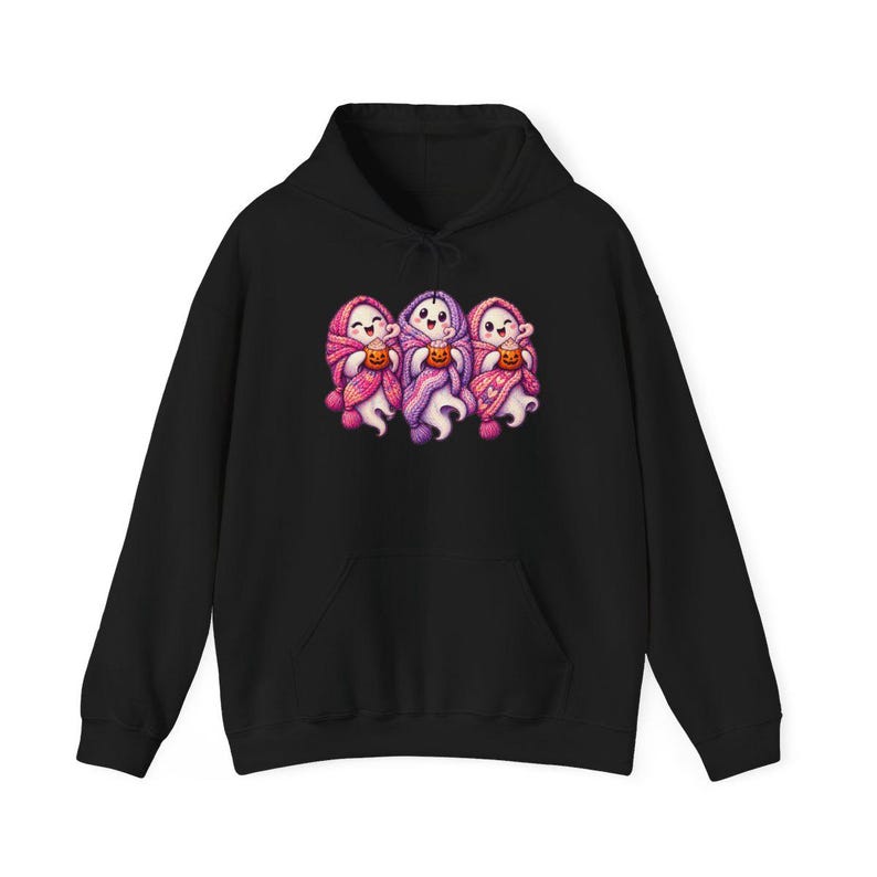 Spooky Season Shirt, Pink Ghost Sweatshirt, Cute Ghost Tee, Cozy Fall Halloween Gift image 11