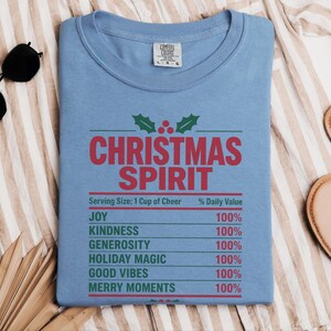 Christmas Spirit Shirt, Nutrition Facts Holiday Tee, Family Matching Christmas Party Shirt, Christmas Spirit Label Sweatshirt imagen 4