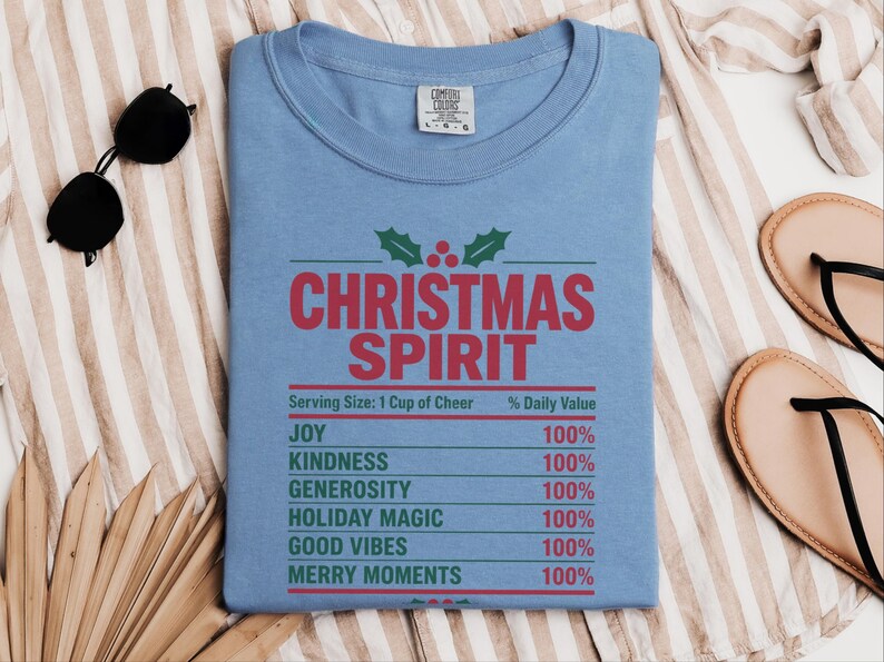 Christmas Spirit Shirt, Nutrition Facts Holiday Tee, Family Matching Christmas Party Shirt, Christmas Spirit Label Sweatshirt imagen 4