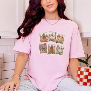 Vintage Chicken Shirt, Postage Stamp Tee, Farm Girl Shirt, Chicken Lover Gift, Retro Farmhouse Shirt, Country Living Shirt image 5