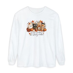 Ghost Coffee Shirt, Fall Coffee Shirt, Halloween Coffee Tee, Cute Ghost Sweater, Warm Sweaters And Stormy Weather, Autumn Sweatshirt image 14