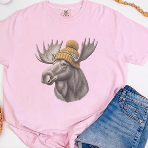 Moose Shirt, Moose Lover Gift, Vintage Animal Shirt, Wildlife Crewneck, Cabin Life Tee image 1