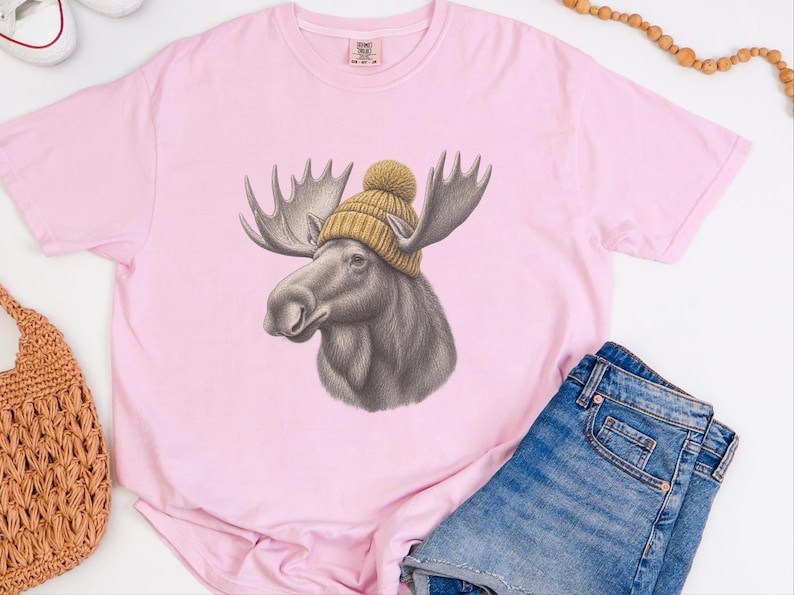 Moose Shirt, Moose Lover Gift, Vintage Animal Shirt, Wildlife Crewneck, Cabin Life Tee image 1