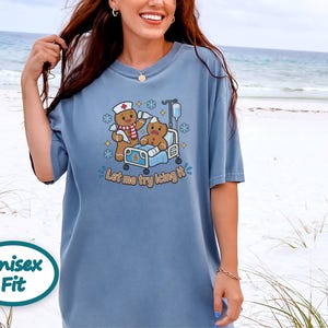 Gingerbread Nurse Shirt, Funny Christmas Nurse Gift, Festive Nurse Sweatshirt, Let Me Try Icing It Tee, Holiday Medical Staff Present image 9