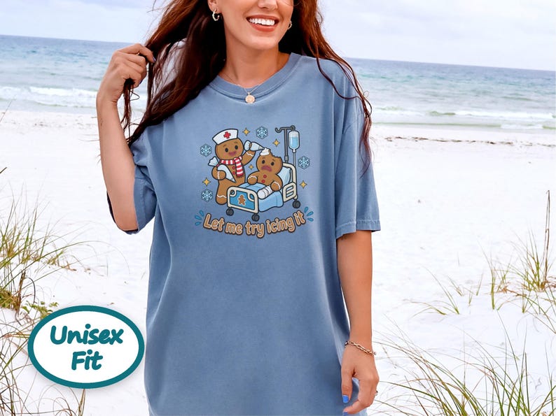 Gingerbread Nurse Shirt, Funny Christmas Nurse Gift, Festive Nurse Sweatshirt, Let Me Try Icing It Tee, Holiday Medical Staff Present image 9